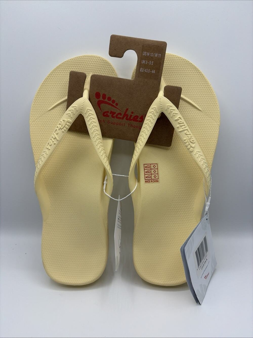 Archies Flip Flop Sandal Unisex Sz M 10 W 11 Light Yellow Arch Support NWT